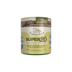Badlands Ranch Super20 bottle label highlights organic ingredients for joint and heart support.