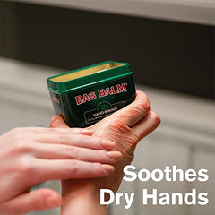 Bag Balm on cracked hands provides soothing relief.