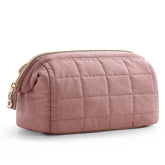 BAGSMART dark pink makeup bag wide opening for quick access to cosmetics.
