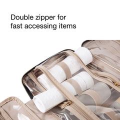 BAGSMART Toiletry Bag elastic bottle pockets keep liquids upright.