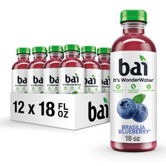 Bai Brasilia Blueberry bottle on ice for refreshing antioxidant hydration.