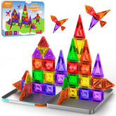 BAIJLE mini magnetic tiles with travel case enable portable creative play