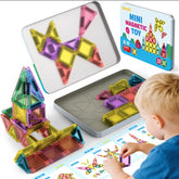 BAIJLE mini magnetic tiles travel case shows portable storage for on-the-go play.