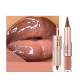 BAISEN DIARY 2-in-1 lip liner and gloss duo swatch for defined, fuller lips