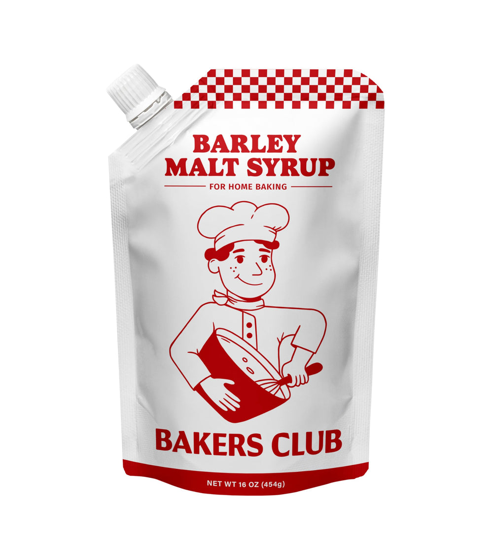Bakers Club Barley Malt Syrup bottle showing rich malty sweetness ideal for bagels and pretzels.