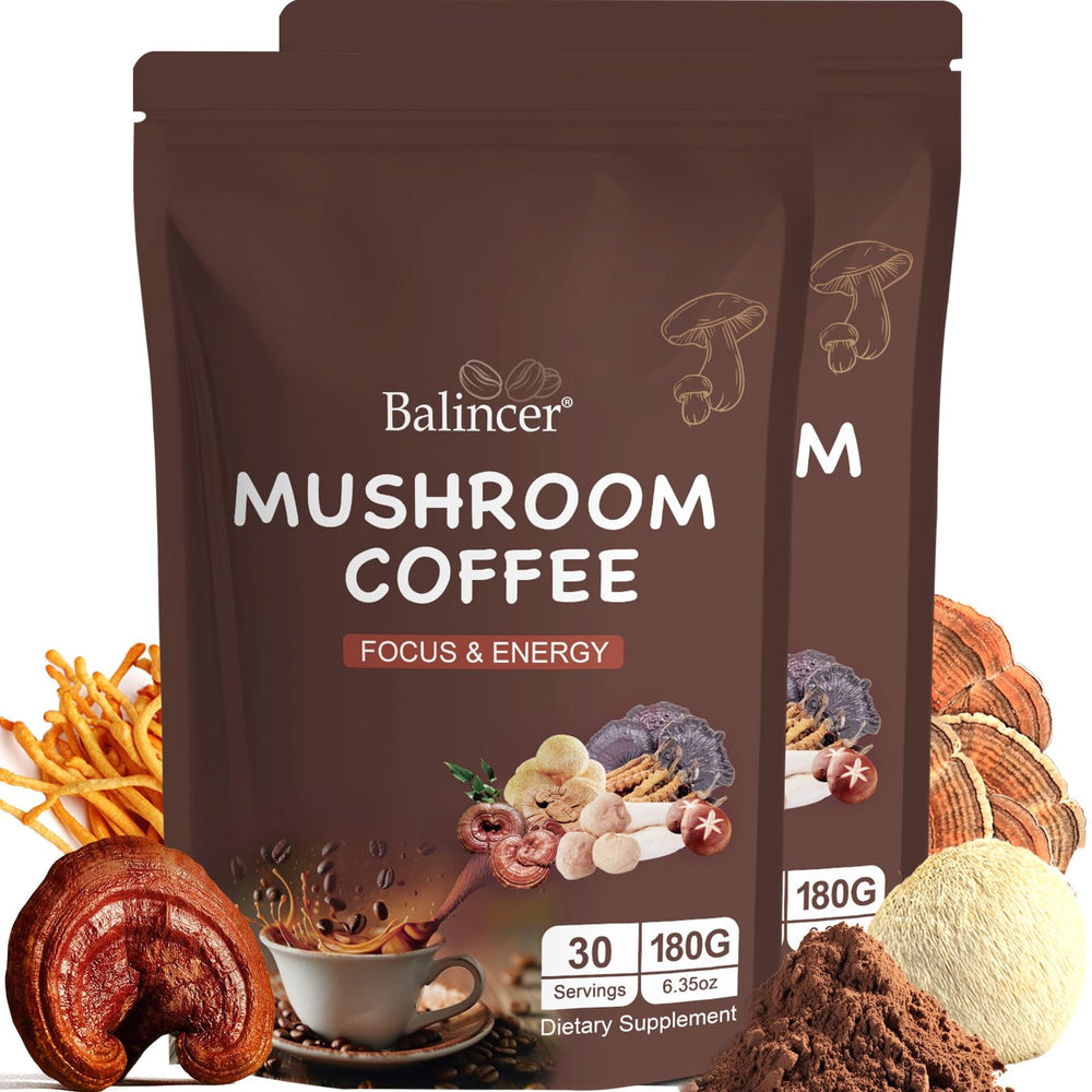 Balincer Mushroom Coffee ziplock packaging preserves freshness for easy daily use.
