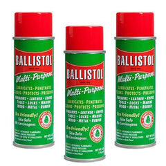 Ballistol 3-pack cans, front view, for versatile lubrication and protection.
