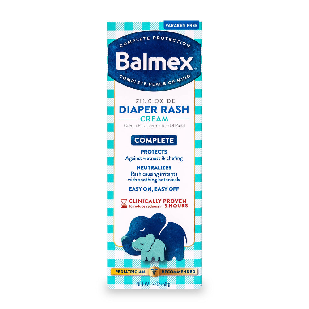 Balmex Complete Protection diaper cream 2 oz provides a barrier against moisture for sensitive skin.