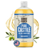 BAMBOO AND BIRCH Pure Castile Soap Liquid unscented 32oz pour demonstrates gentle cleansing for skin
