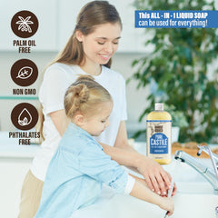 BAMBOO AND BIRCH Pure Castile Soap Liquid multiuse image suggests body, face, hair, and dishes