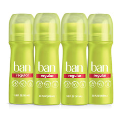Ban Invisible Roll-On Regular Scent bottle front view showing clear glide and daily protection