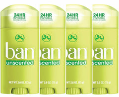 Ban Invisible Solid deodorant stick shows a clear, all-day protection finish.