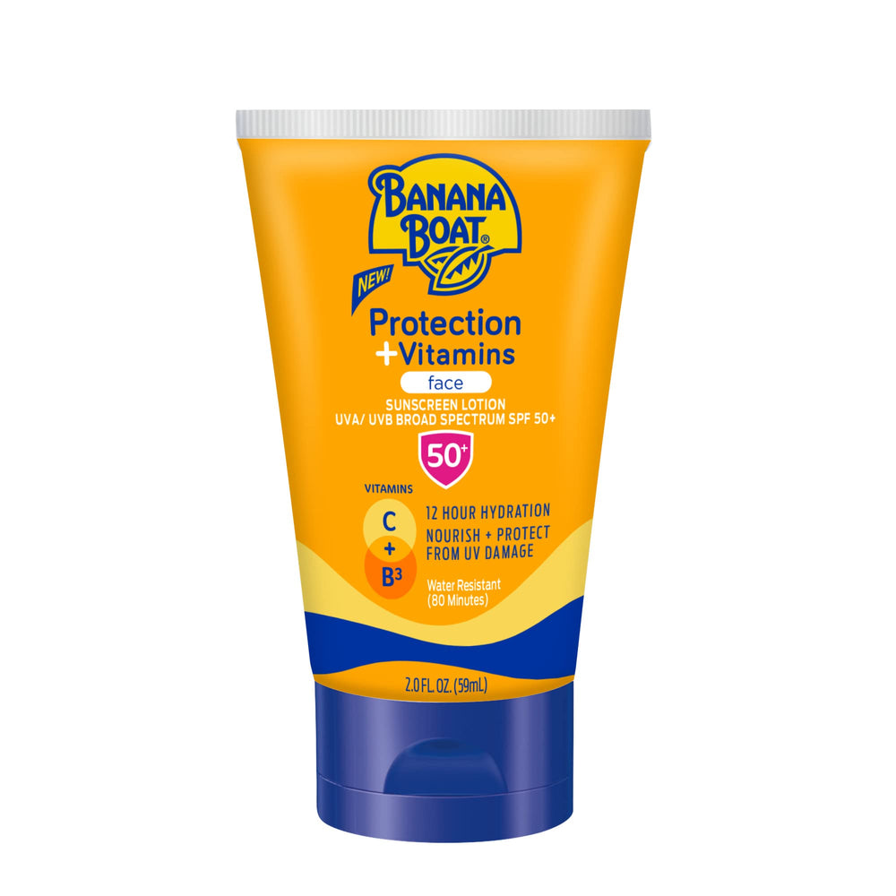 Banana Boat Protection + Vitamins sunscreen bottle for daily sun protection.