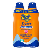 Banana Boat Sport Cool Zone SPF 50 spray bottle delivers instant cooling on hot days.