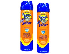 Banana Boat Sport SPF 30 bottle delivers a cooling sensation on a sunny day