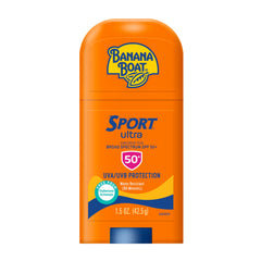 Banana Boat Sport Ultra Sunscreen Stick SPF 50 being applied for quick protection