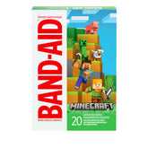Band-Aid Minecraft bandages featuring characters for kid-friendly wound care on the go.