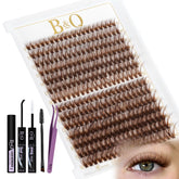 B&Qaugen Mocha Brown Lash Clusters Kit box displays organized contents.
