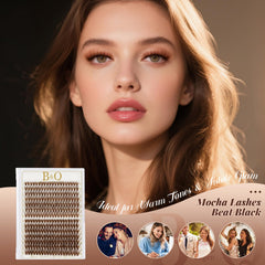 Natural mocha brown clusters blend invisibly for everyday looks.