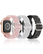BandSmith Stretchy Bling Band closeup highlights elastic fit for Apple Watch straps.