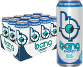 Bang Energy Blue Razz can front view for on-the-go energy and flavor