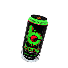 Bang Sour Heads nutrition facts graphic highlights zero calories and gluten-free status.