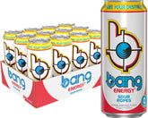 Bang Sour Ropes bottle pour highlights refreshing zero-sugar energy for workouts.