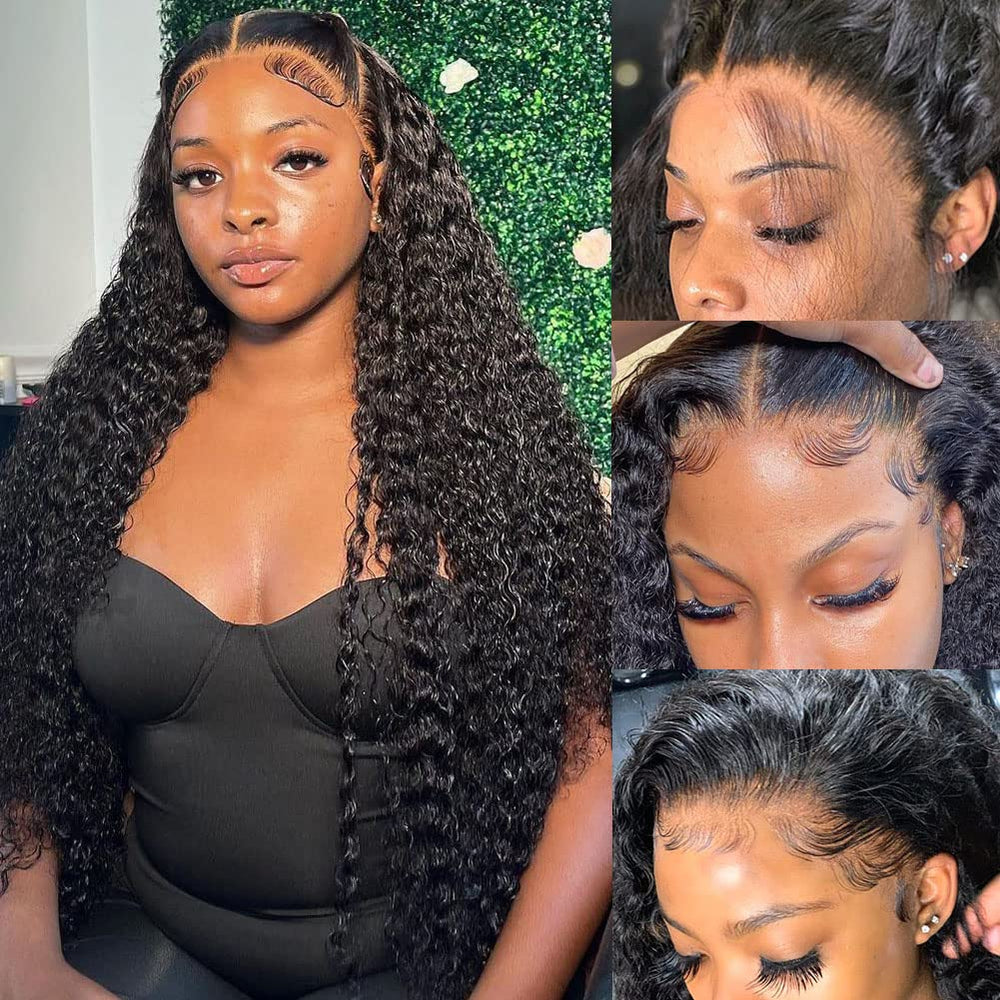 Bangjazz deep wave lace front wig close-up reveals natural curls and smooth texture