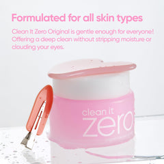 Waterproof makeup dissolves in one step with the cleansing balm.