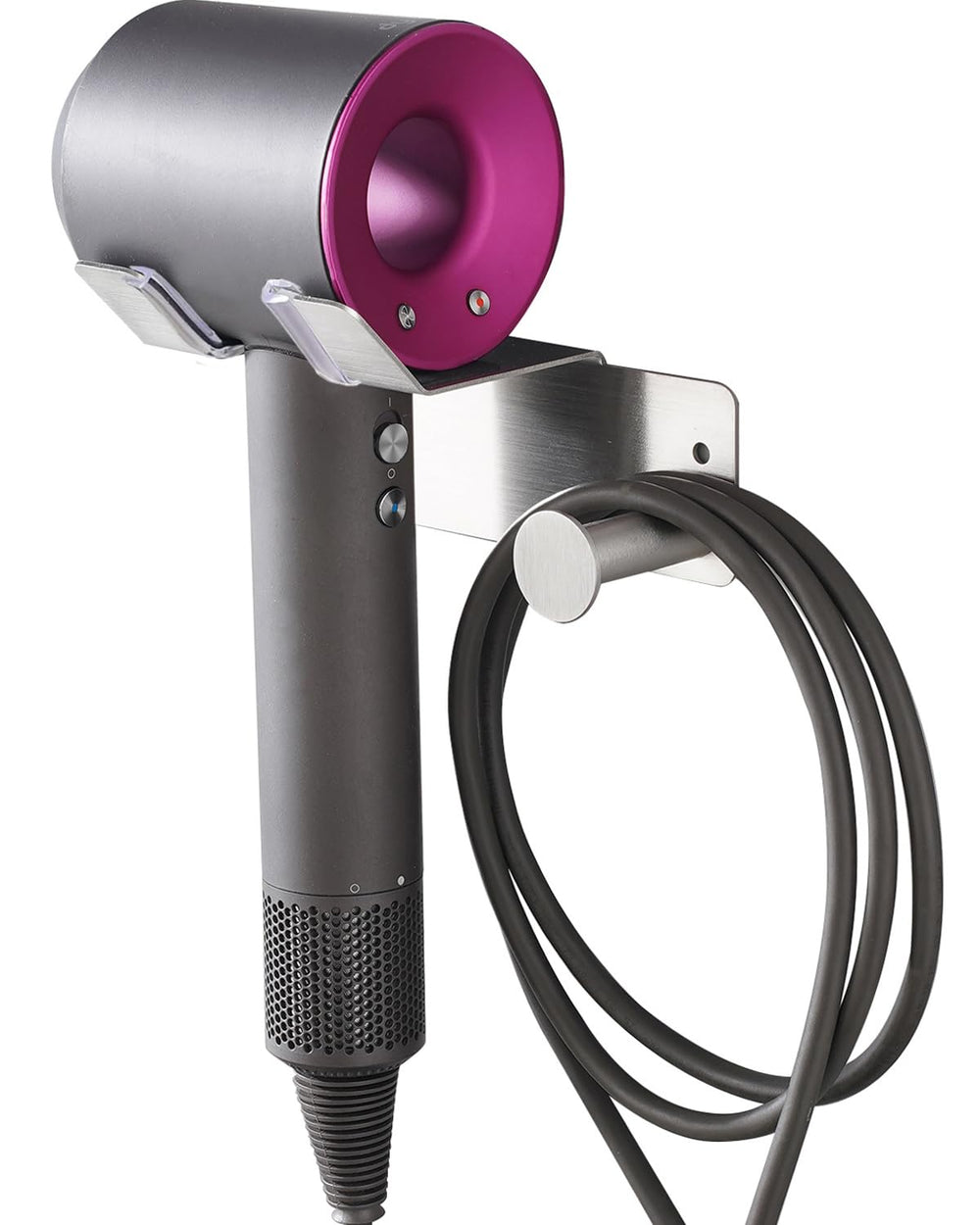 BANJEKT hair dryer holder wall mount keeps dryer within reach and cords tidy.