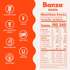 Banza cooked-plate-penne: chickpea pasta, saucy and protein-rich for family meals