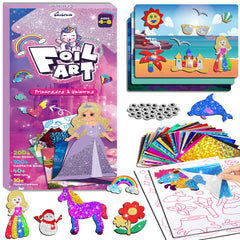 Baobrava Foil Art Kit canvases for kids to create bold, shiny artwork.