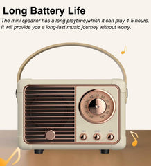 Baolira vintage speaker beige top view, clear stereo sound for outdoors