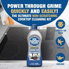 Bar Keepers Friend Cooktop Cleaner on glass top reveals a streak-free shine