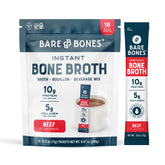 Bare Bones beef bone broth packets on display for convenient on the go flavor