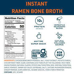 Bare Bones Ramen bone broth packet dissolving in hot water for a fast, savory drink.