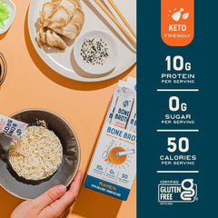 Bare Bones Ramen bone broth packet on the go for convenient protein source.