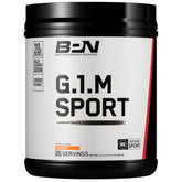 BARE PERFORMANCE NUTRITION BPN G1M tub label shows orange flavor and endurance support.