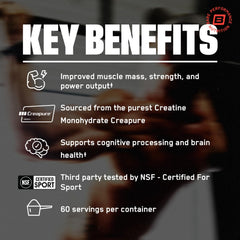 Bare Performance Nutrition creatine powder packaging highlights Creapure and German quality.
