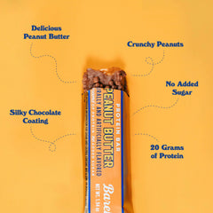 Barebells bar with milk chocolate coating melts smoothly for on-the-go.