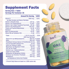 Bari Life Just One capsule close-up with smooth swallow coating for easy daily intake.