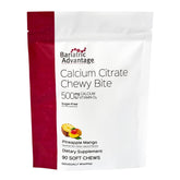 Bariatric Advantage Calcium Citrate Chewy Bites bottle front showing pineapple mango flavor for convenient calcium support.