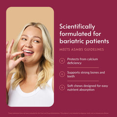 Bariatric Advantage chewy bites texture highlights chocolate flavor and digestible calcium citrate
