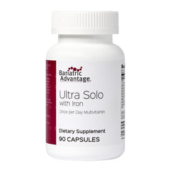 Bariatric Advantage Ultra Solo with Iron bottle view showing a daily bariatric multivitamin