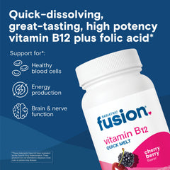 Bariatric Fusion B12 melts dissolving under tongue demonstrates fast absorption potential.