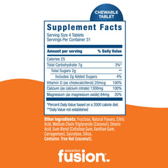 Two chewable tablets serving from Bariatric Fusion demonstrating daily regimen
