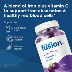 Bariatric Fusion grape iron chew unwrapped, convenient on-the-go daily use.