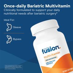 Bariatric Fusion One Per Day capsule close-up highlights the easy-to-swallow design.