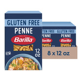 Barilla gluten free penne box on kitchen counter for easy weeknight meals