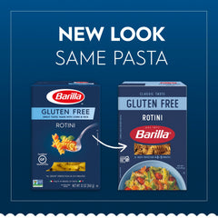 Barilla gluten free rotini on plate with al dente bite